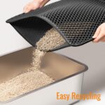 Cat Litter Mat 23"X17" Litter Box Mat, EVA Honeycomb Double Layer Design, Urine & Waterproof, Scatter Control Kitty Litter Mat, Less Waste, Easier To Clean,Washable, Black - Image 9