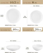 MALACASA 24-Piece Gourmet Porcelain Dinnerware Sets, Modern White Round Dish Set for 6 - Premium Serving Plates and Bowls Sets for Dessert, Salad, Soup, Pasta - Series AMELIA - Image 3