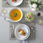 MALACASA 24-Piece Gourmet Porcelain Dinnerware Sets, Modern White Round Dish Set for 6 - Premium Serving Plates and Bowls Sets for Dessert, Salad, Soup, Pasta - Series AMELIA - Image 6