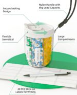 PULIV Large Supplement Organizer Bottle, Holds Plenty of 6 Various Vitamins in 1 Pill Dispenser with Anti-Mixing & Wide Openings Design, Easy to Retrieve Meds, Includes 20 Pcs Stick-on Labels White - Image 6