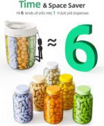PULIV Large Supplement Organizer Bottle, Holds Plenty of 6 Various Vitamins in 1 Pill Dispenser with Anti-Mixing & Wide Openings Design, Easy to Retrieve Meds, Includes 20 Pcs Stick-on Labels White - Image 7
