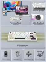 E-YOOSO Z82 Wireless Mechanical Keyboard, 3-Modes 81 Keys Compact, 75% Gasket Hot Swappable RGB Gaming Keyboard with Dedicated Knob Control and Sound Absorbing Pads, PBT Keycaps - Image 6