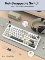 E-YOOSO Z82 Wireless Mechanical Keyboard, 3-Modes 81 Keys Compact, 75% Gasket Hot Swappable RGB Gaming Keyboard with Dedicated Knob Control and Sound Absorbing Pads, PBT Keycaps - Image 8
