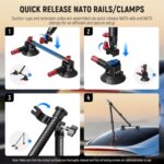 NEEWER Triple Suction Cup Car Mount Kit, Carbon Fiber Camera Mount with Action Camera Adapter, NATO Rail & 24"/60cm Extension Pole Compatible with GoPro Insta360, 2.2lb/1kg Max Load, CA136 - Image 6