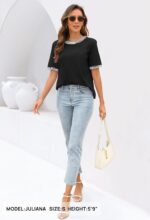 MEROKEETY Women's 2025 Short Sleeve Striped Color Block T Shirts Crewneck Loose Casual Tee Tops - Image 6