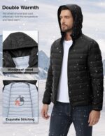 Rdruko Men's Down Puffer Jacket with Hood Packable Lightweight Puffy Hooded Winter Coat Light Thin Insulated Jacket - Image 6