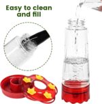Glass Hummingbird Feeders for Outdoors Hanging Ant and Bee Proof, 2 Pack 15 Ounces Red Hummingbird Feeder with 5 Feeding Ports and Perches, Built-in Ant Moat, Outside Garden Décor (Glass, 2) - Image 5