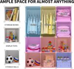 VIPZONE Baby Closet,Dresser, Kids Closet Organizers, Portable Kids Wardrobe for Closet, Bedroom, Nursery, Cubby, Cabinet, Clothes, Dress, Baby Storage Shelf, Armoire Clothes Hanging (12 Cube, White) - Image 3