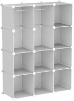 VIPZONE Baby Closet,Dresser, Kids Closet Organizers, Portable Kids Wardrobe for Closet, Bedroom, Nursery, Cubby, Cabinet, Clothes, Dress, Baby Storage Shelf, Armoire Clothes Hanging (12 Cube, White) - Image 5