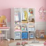 VIPZONE Baby Closet,Dresser, Kids Closet Organizers, Portable Kids Wardrobe for Closet, Bedroom, Nursery, Cubby, Cabinet, Clothes, Dress, Baby Storage Shelf, Armoire Clothes Hanging (12 Cube, White) - Image 7