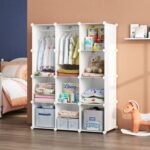 VIPZONE Baby Closet,Dresser, Kids Closet Organizers, Portable Kids Wardrobe for Closet, Bedroom, Nursery, Cubby, Cabinet, Clothes, Dress, Baby Storage Shelf, Armoire Clothes Hanging (12 Cube, White) - Image 8