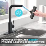 Matte Black Single Hole Kitchen Faucets with Pull Down Sprayer, Single Handle, High Flow Water, Pull Out Tap, Stainless Steel Sink Faucet, Suitable for Farmhouse Camper Laundry Rv Bar - Image 7