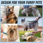 Pet Grooming Combo - Blue Deshedding Brush with Metal Comb for Detangling and Dematting Long, Matted Fur on Cats and Dogs - Image 8