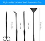 Aquarium Aquascape Tools Kit, 4 in 1 Anti-Rust Aquatic Plant Aquascaping Tool Stainless Steel Black Tweezers Scissors Spatula for Aquarium Tank Clean Fish Tank Aquascape Tools Sets (Black) - Image 3