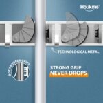 Holikme Mop Broom Holder Wall Mount Metal Pantry Organization and Storage Garden Kitchen Tool Organizer Wall Hanger for Home Goods (4 Positions with 4 Hooks, Silver) - Image 4