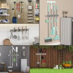 Holikme Mop Broom Holder Wall Mount Metal Pantry Organization and Storage Garden Kitchen Tool Organizer Wall Hanger for Home Goods (4 Positions with 4 Hooks, Silver) - Image 6