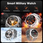 Military Smart Watch for Men 1.85" HD Ultra Screen Touch Screen 710mAh Battery Smart Watches for Android iOS （Bluetooth Call Answer/Dial Calls） Fitness Tracker with 100+ Sports Silver Steel Strip - Image 5