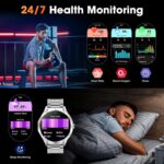 Military Smart Watch for Men 1.85" HD Ultra Screen Touch Screen 710mAh Battery Smart Watches for Android iOS （Bluetooth Call Answer/Dial Calls） Fitness Tracker with 100+ Sports Silver Steel Strip - Image 7