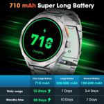 Military Smart Watch for Men 1.85" HD Ultra Screen Touch Screen 710mAh Battery Smart Watches for Android iOS （Bluetooth Call Answer/Dial Calls） Fitness Tracker with 100+ Sports Silver Steel Strip - Image 9