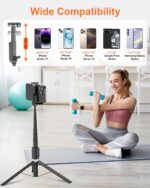Selfie Stick,67 inch/1.7 Meter Selfie Stick Tripod,Gifts for Women Men,Portable Cell Phone Tripod Stand with Wireless Remote Shutter Compatible with iPhone 16e/16/15/14/13, Samsung Series(Black) - Image 6
