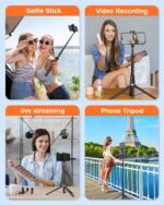 Selfie Stick,67 inch/1.7 Meter Selfie Stick Tripod,Gifts for Women Men,Portable Cell Phone Tripod Stand with Wireless Remote Shutter Compatible with iPhone 16e/16/15/14/13, Samsung Series(Black) - Image 8