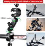 Aluminum Alloy Motorcycle Camera Mount Kit for GoPro Insta360 DJI, 360° Rotating Heavy-Duty Bike Handlebar Anti-Theft Clamp Mount with Extendable Selfie Stick for Motorcycle Bike ATV UTV - Image 5