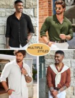 COOFANDY Men Long Sleeve Button Down Shirts Muscle Fit Dress Shirts Slim Fit Knit Shirts Camp Collar Shirts - Image 4