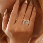 Dechooly Gold Stackable Rings for Women, 18K Gold Plated Cubic Zirconia Rings Spinelli Silver Gold Multi Ring Mixed Metals Stackable Ring Set for Women Non Tarnish - Image 3