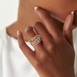 Dechooly Gold Stackable Rings for Women, 18K Gold Plated Cubic Zirconia Rings Spinelli Silver Gold Multi Ring Mixed Metals Stackable Ring Set for Women Non Tarnish - Image 5