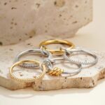 Dechooly Gold Stackable Rings for Women, 18K Gold Plated Cubic Zirconia Rings Spinelli Silver Gold Multi Ring Mixed Metals Stackable Ring Set for Women Non Tarnish - Image 7