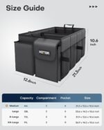 HOTOR Trunk Organizer - Car Organizer, Foldable Trunk organizer for SUVs & Sedans, Sturdy Car Organization for Car Accessories, Tools, Sundries, Black, 2 Compartments, 21.3"×12.6"×10.6" - Image 4