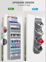 Over Door Hanging Organizer 7 Tiers, 55lb Load Hanging Storage Shelve, No Tilt Behind Door Organization for Nursery Bedroom Bathroom Closet, Hang Storage for Diaper/Kids/Toys/Shoes, Grey - Image 3