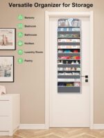Over Door Hanging Organizer 7 Tiers, 55lb Load Hanging Storage Shelve, No Tilt Behind Door Organization for Nursery Bedroom Bathroom Closet, Hang Storage for Diaper/Kids/Toys/Shoes, Grey - Image 8