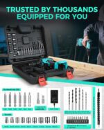COMOWARE 20V Cordless Drill, Electric Power Drill Set with 1 Battery & Charger, 3/8” Keyless Chuck, 2 Variable Speed, 266 In-lb Torque, 25+1 Position and 34pcs Drill/Driver Bits - Image 8