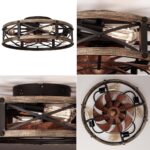 Farmhouse Flush Mount Caged Ceiling Fans with Lights, 6 Speeds, Rustic Low Profile Ceiling Fan with Light and Remote, Small Bladeless Ceiling Fans with Lights for Kitchen, Bedroom - ETL - Image 7