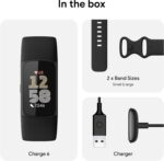 Fitbit Charge 6 Fitness Tracker with Google apps, Heart Rate on Exercise Equipment, 6-Months Premium Membership Included, GPS, Health Tools and More, Obsidian/Black, One Size (S & L Bands Included) - Image 9