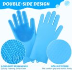 Pecute Pet Grooming Gloves - Heat Resistant Silicone Gloves with High-Density Teeth, Enhanced Five Finger Design for Bathing and Massaging Dogs and Cats, Blue - Image 4