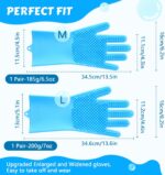 Pecute Pet Grooming Gloves - Heat Resistant Silicone Gloves with High-Density Teeth, Enhanced Five Finger Design for Bathing and Massaging Dogs and Cats, Blue - Image 7