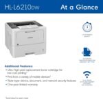 Brother Professional Laser Printer with High-Speed 50 ppm Output, Advanced Security Features, and Wireless Networking for Business, Monochrome Printing with Duplex Capability (HL-6210DW) - Image 3