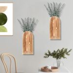 2 Pack Wooden Wall Vase Set - Brown Finish Modern Farmhouse & Boho Wall Decor for Entryway, Hallway, Bathroom, Living Room, Dining Room, Narrow Spaces - Image 8