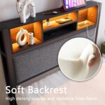 Twin Full Size Bed Frame with Charging Station and LED Lights,Upholstered Headboard with Storage Shelves, Metal Platform Bed Frame, Noise Free, No Box Spring Needed,Easy Assembly,Black (Twin) - Image 7