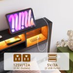 Twin Full Size Bed Frame with Charging Station and LED Lights,Upholstered Headboard with Storage Shelves, Metal Platform Bed Frame, Noise Free, No Box Spring Needed,Easy Assembly,Black (Twin) - Image 8