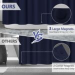 Navy Blue Fabric Shower Curtain Liner with 3 Large Magnets, 72 x 84 inch Extra Long Waterproof Cloth Shower Liner, Bathroom Dark Blue Tall Shower Curtain Machine Washable - Image 5