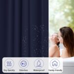 Navy Blue Fabric Shower Curtain Liner with 3 Large Magnets, 72 x 84 inch Extra Long Waterproof Cloth Shower Liner, Bathroom Dark Blue Tall Shower Curtain Machine Washable - Image 6
