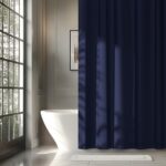 Navy Blue Fabric Shower Curtain Liner with 3 Large Magnets, 72 x 84 inch Extra Long Waterproof Cloth Shower Liner, Bathroom Dark Blue Tall Shower Curtain Machine Washable - Image 8