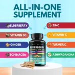 Elderberry Immune Support Supplement 8-in-1 Formula with Echinacea, Vitamin C & Zinc, Vitamin D 5000 IU, Turmeric, Ginger, Ashwagandha – Pack of 2 - Image 5