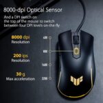 ASUS TUF Gaming M3 Gen II Gaming Mouse, Wired, 59g Lightweight, IP56 dust & Water Resistance, Antibacterial Guard, 8K DPI Optical Sensor, 6 Programmable Buttons, Teflon Mouse feet, Black - Image 6