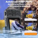8K UHD 70MP WiFi Digital Camera with 64GB Card Rugged Waterproof Dustproof Shockproof 33FT Underwater Camera Dual-Screen Selfie for Snorkeling Autofocus Point and Shoot Digital Camera (Orange) - Image 4