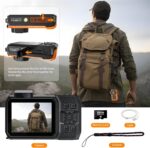 8K UHD 70MP WiFi Digital Camera with 64GB Card Rugged Waterproof Dustproof Shockproof 33FT Underwater Camera Dual-Screen Selfie for Snorkeling Autofocus Point and Shoot Digital Camera (Orange) - Image 8