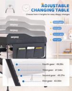 Baby Changing Table with Storage, Versatile Folding Changing Table, Baby Changing Station, Removable Wheels, 4 Adjustable Height, Waterproof, Mobile Nursery for Infant and Newborn - Image 3